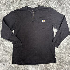 Carhartt Long Sleeve Henley Pocket T-Shirt Mens M Black Workwear Outdoor